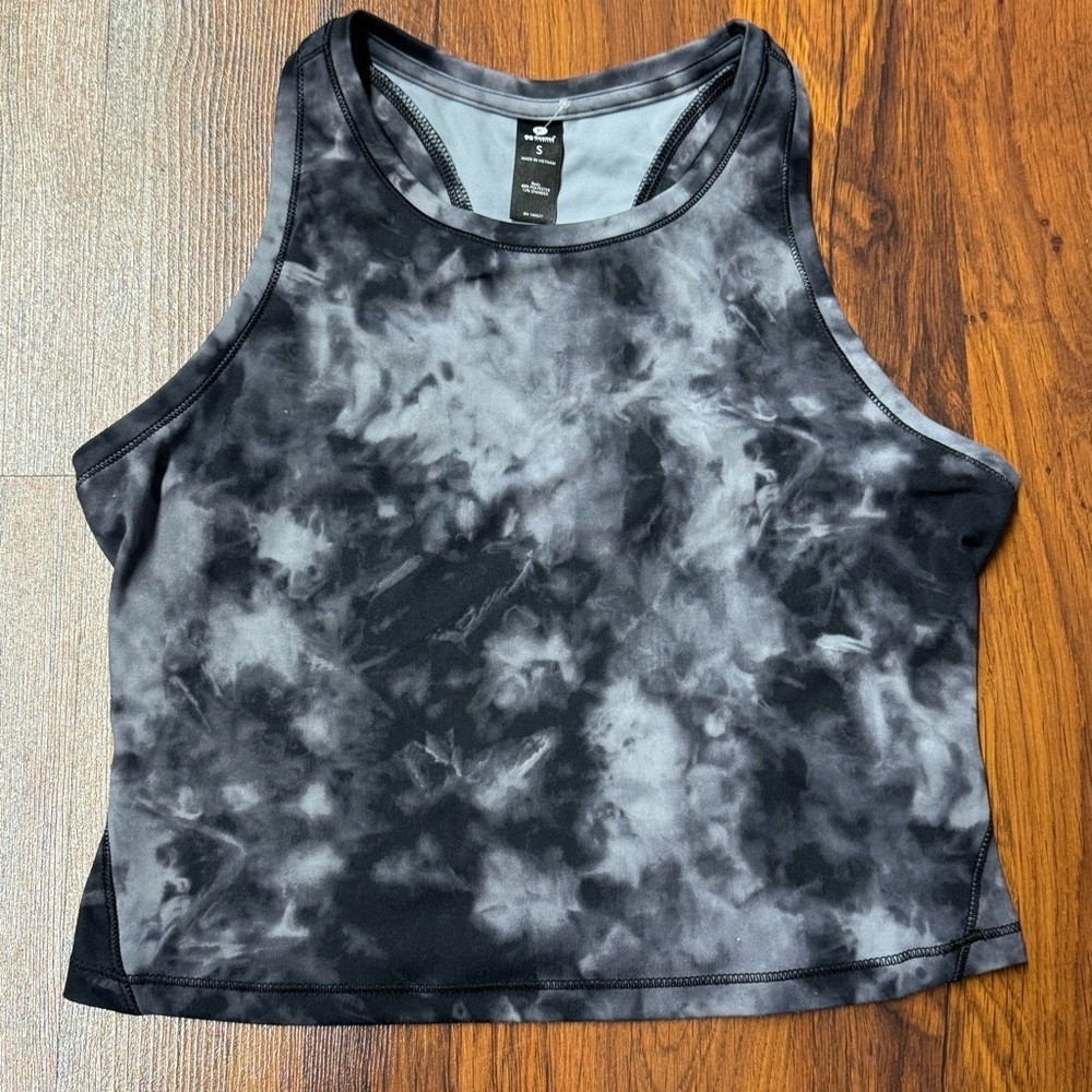 90 Degree by Reflex Black Grey Tie Dye Cropped Tank Top Size Small